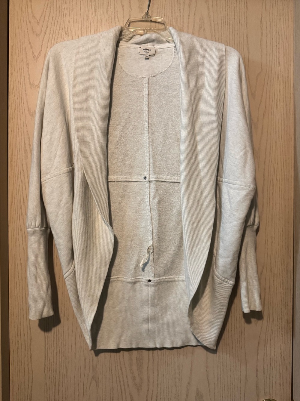 Aritzia Wilfred Diderot Light Oatmeal Heather Draped Cocoon Cardigan Medium